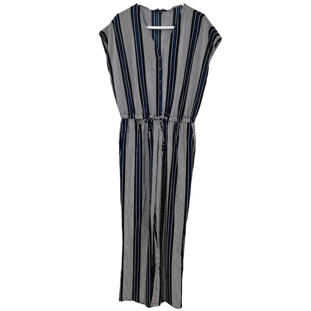 Lily Morgan Striped Maxi Jumpsuit with drawstring waist and front pockets